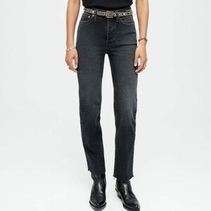 RE/DONE COMFORT STRETCH HIGH RISE STOVE PIPE BLACK Size 24